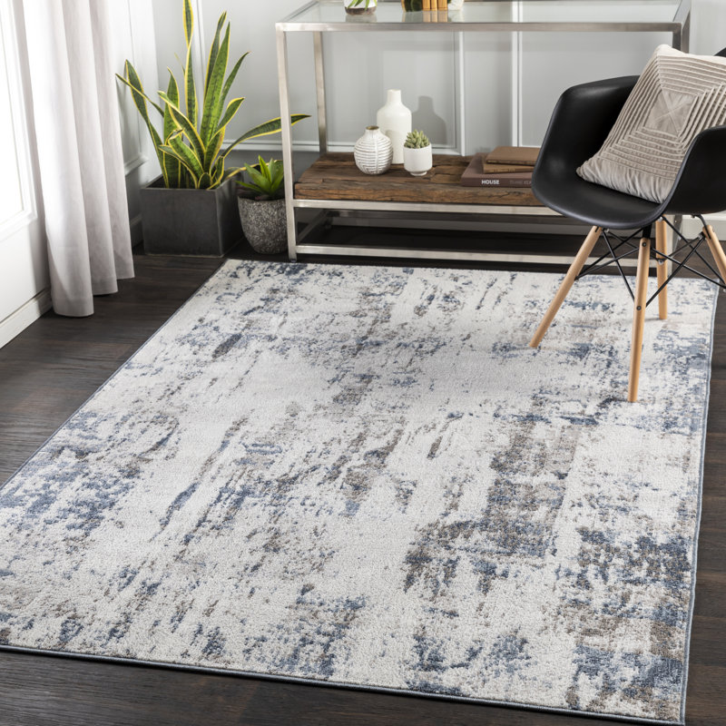 17 Stories Jaye Abstract Taupe/Navy Area Rug & Reviews Wayfair